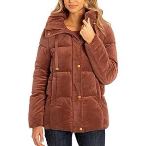 Cole Haan Dusty Pink Velvet Feel Puffer Down Jacket